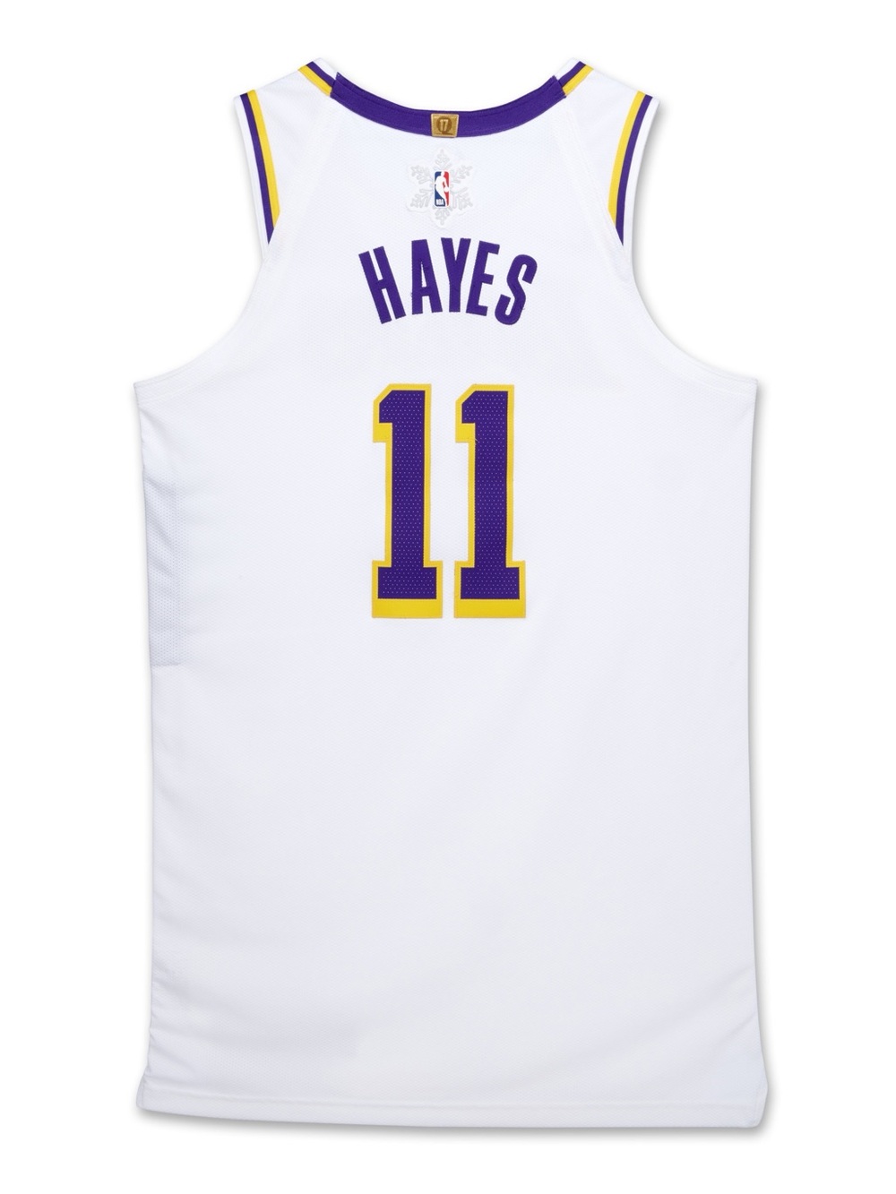 Los Angeles Lakers White 'Hayes' #11 Signed Basketball Jersey